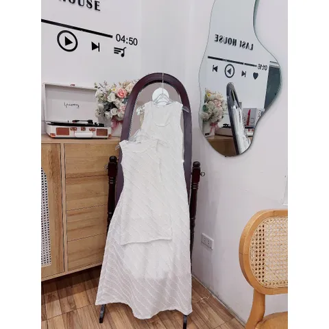 Đồ đôi mẹ và bé, váy thun chéo sát nách dáng dài cho mẹ và bé có lớp lót lụa xịn xò