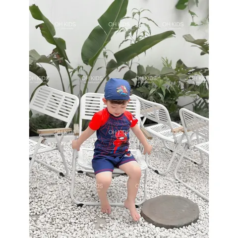 Đồ bơi bé trai, set đồ bơi chất thun họa tiết siêu nhân cho bé