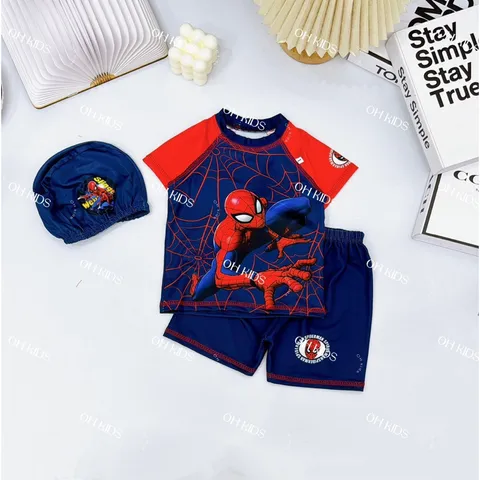 Đồ bơi bé trai, set đồ bơi chất thun họa tiết siêu nhân cho bé