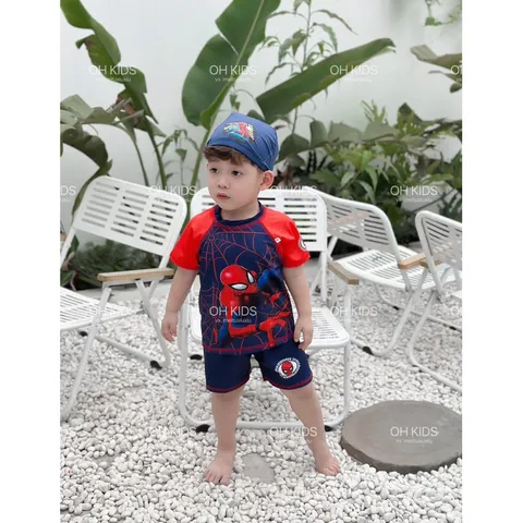 Đồ bơi bé trai, set đồ bơi chất thun họa tiết siêu nhân cho bé