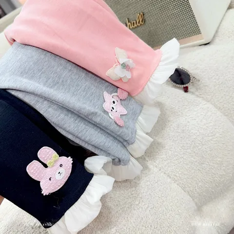 uần legging bé gái, quần legging đài chất cotton zip phối tơ cho bé 10-30kg