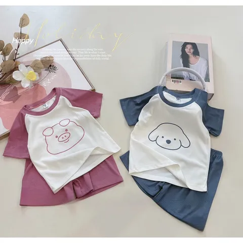 Quần áo trẻ em, set bộ tăm lạnh mặt thú mềm mát cho bé 6-18kg