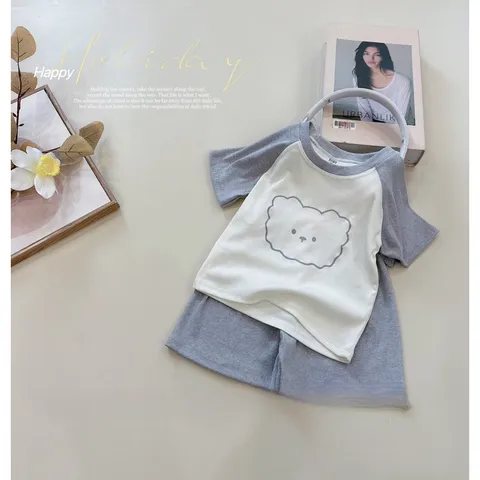 Quần áo trẻ em, set bộ tăm lạnh mặt thú mềm mát cho bé 6-18kg
