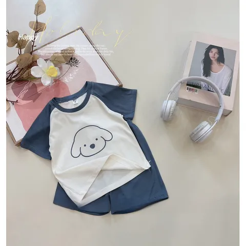 Quần áo trẻ em, set bộ tăm lạnh mặt thú mềm mát cho bé 6-18kg