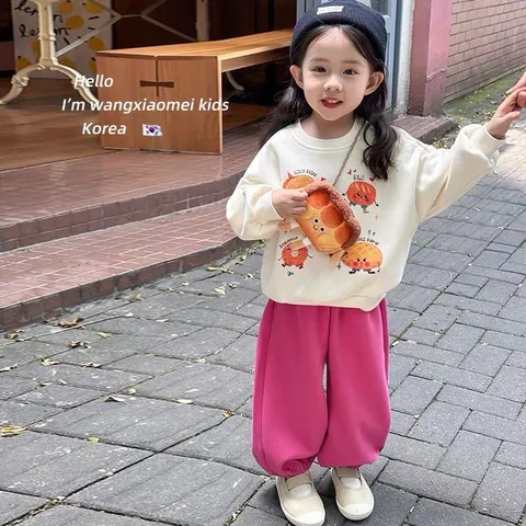 Quần áo thu đông bé gái, set bộ đài tay chất nỉ 2 da họa tiết bánh ngọt cho bé 10-30kg