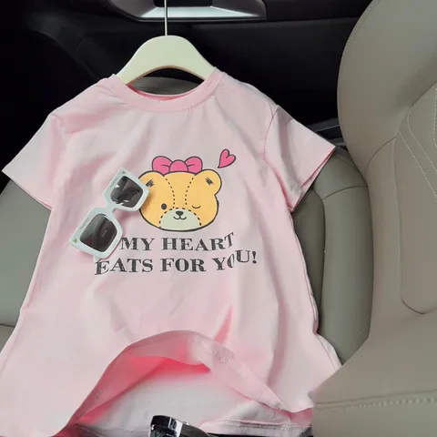 Váy bé gái, váy cotton dáng suông họa tiết gấu My Heart cho bé 8-28kg