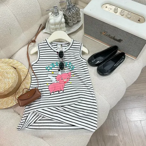 Váy bé gái, váy cotton sát nách dáng suông xẻ lưng điệu đà cho bé 10-20kg