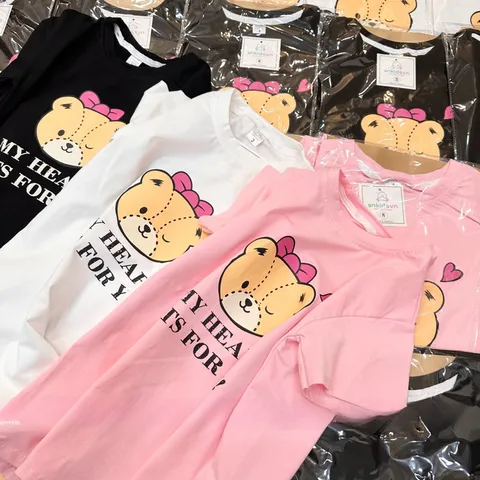 Váy bé gái, váy cotton dáng suông họa tiết gấu My Heart cho bé 8-28kg