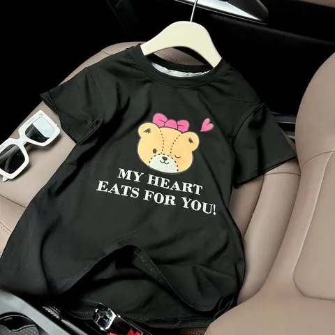 Váy bé gái, váy cotton dáng suông họa tiết gấu My Heart cho bé 8-28kg