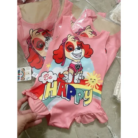 Đồ bơi bé gái, bikini liền thân họa tiết chú chó Happy cho bé 10-20kg