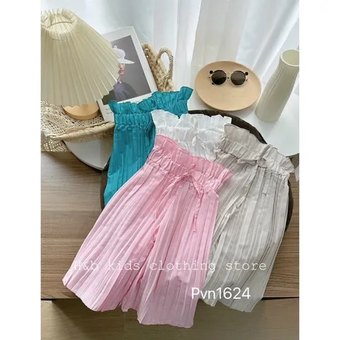 Quần bé gái, quần dập ly đang suông bèo cạp chun bèo siêu xinh cho bé