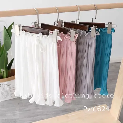 Quần bé gái, quần dập ly đang suông bèo cạp chun bèo siêu xinh cho bé