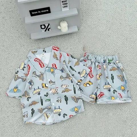 Quần áo bé trai, set bộ quần áo chất thô đi biển cho bé 10-30kg