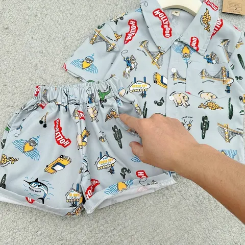 Quần áo bé trai, set bộ quần áo chất thô đi biển cho bé 10-30kg