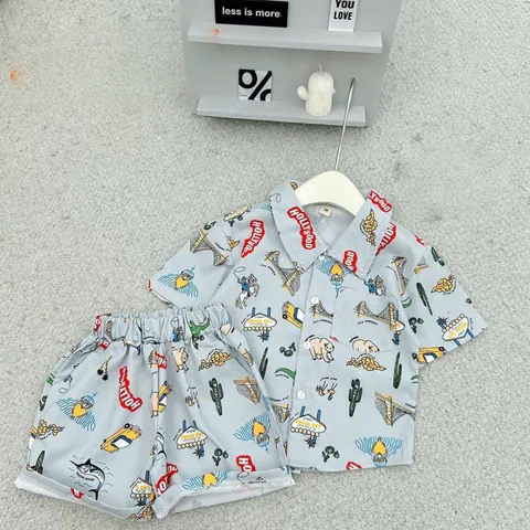 Quần áo bé trai, set bộ quần áo chất thô đi biển cho bé 10-30kg