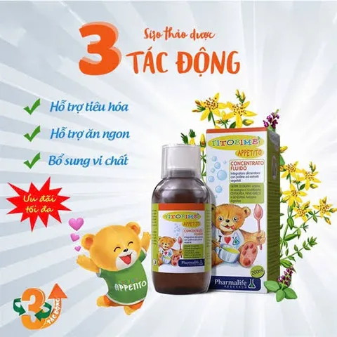 Siro Ăn Ngon APPETITO FITOBIMBI Hỗ Trợ Tăng Cường Tiêu Hoá, Giúp Trẻ Ngon Miệng Cho Bé Hàng Chính Hãng  Vitamin Men Vi Sinh