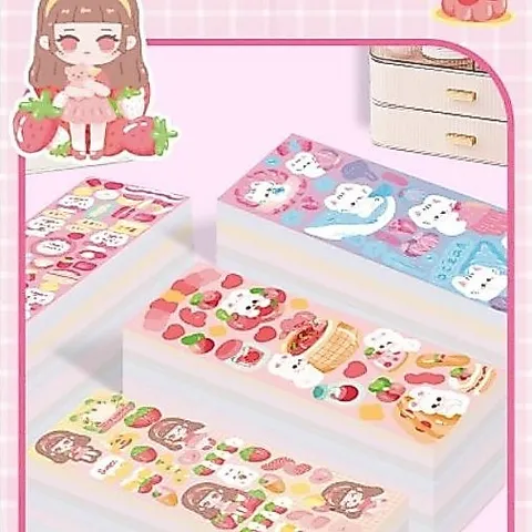 Set 20 tấm sticker lấp lánh gấu thỏ cute, sticker dán trang trí chống nước nhiều mẫu dễ thương