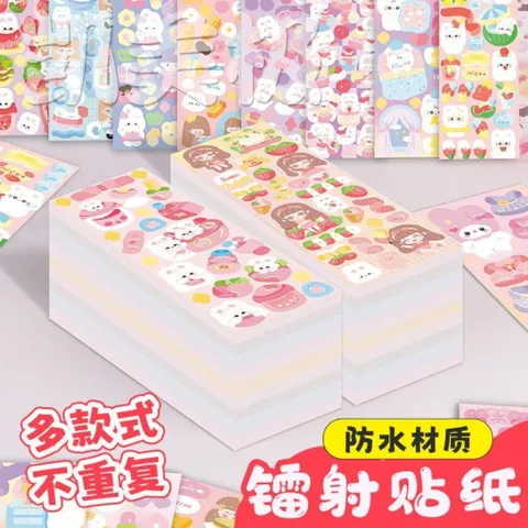 Set 20 tấm sticker lấp lánh gấu thỏ cute, sticker dán trang trí chống nước nhiều mẫu dễ thương