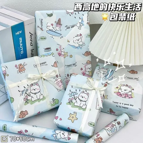 Giấy gói quà hoạt hình dễ thương 6 tờ size 50x70cm giấy gói quà sinh nhật quà tặng