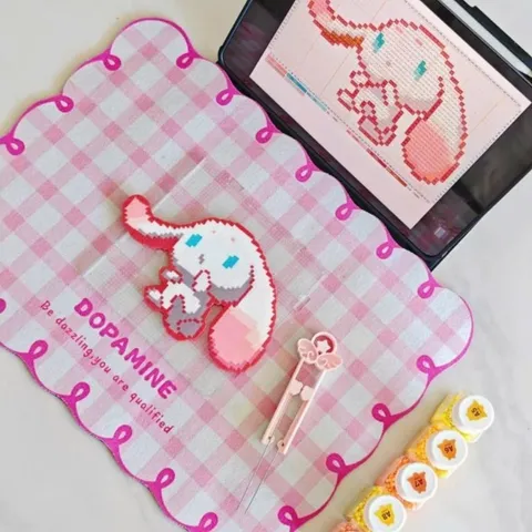 Tấm trải bàn chống trơn Dopamine caro pastel 30x40cm tấm lót bàn ăn bàn học bàn làm việc chống thấm
