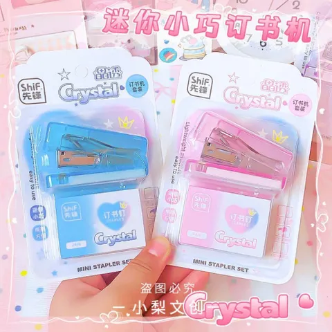 Set dập ghim Crystal kèm hộp ghim mini dễ thương dụng cụ học tập văn phòng phẩm