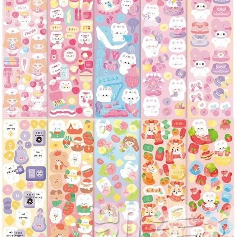 Set 20 tấm sticker lấp lánh gấu thỏ cute, sticker dán trang trí chống nước nhiều mẫu dễ thương
