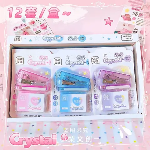 Set dập ghim Crystal kèm hộp ghim mini dễ thương dụng cụ học tập văn phòng phẩm