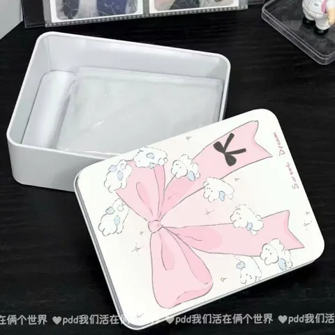 Hộp Thiếc Kitty Tone Xanh Gấu Nơ Tone Hồng Baby Dễ Thương