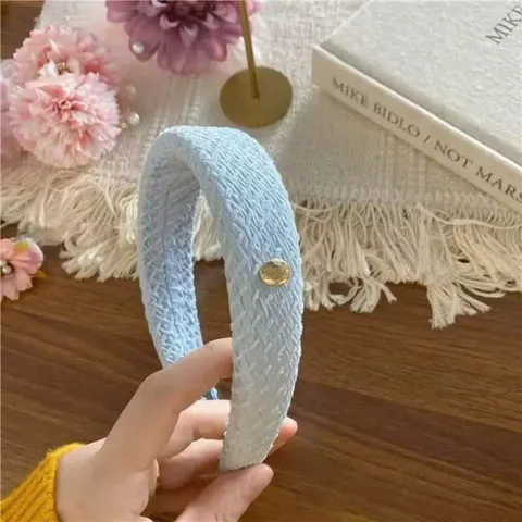 Bờm bản to xanh baby blue phong cách Hàn Quốc thời trang nữ tính