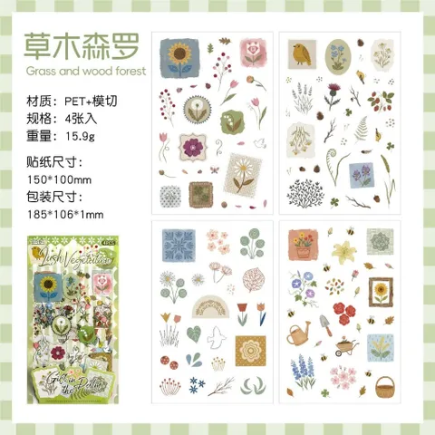 Set 4 Tấm Sticker Trong Suốt Cắt Bế Sẵn Trang Trí Sổ Tay, Bullet Journal, Scrapbook Style Vintage Cute (Gift in the Dalm