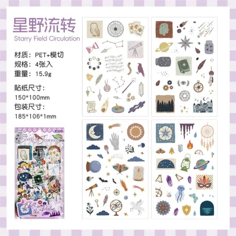 Set 4 Tấm Sticker Trong Suốt Cắt Bế Sẵn Trang Trí Sổ Tay, Bullet Journal, Scrapbook Style Vintage Cute (Gift in the Dalm