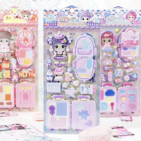 Set DIY móc khóa sticker xốp 3D túi xách mini bag unpacking đồ chơi sáng tạo cho bé