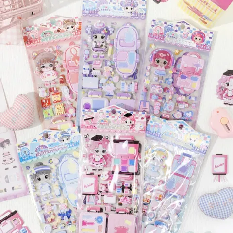 Set DIY móc khóa sticker xốp 3D túi xách mini bag unpacking đồ chơi sáng tạo cho bé
