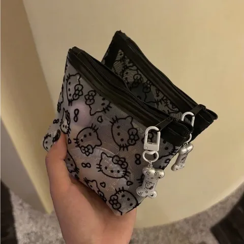 Ví Lưới Hello Kitty Đựng Phụ Kiện Size Mini 12x8cm Túi Lưới Đựng Tiền Tai Nghe Son Môi make up Cực Cute Tiện Lợi