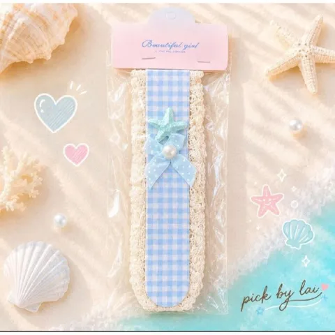 Băng đô tóc velcro nữ phong cách vintage ren nơ hoa sao biển vỏ sò phụ kiện tóc nữ