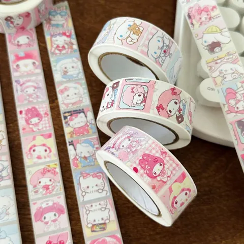 Cuộn 500 tem sticker Sanrio trang trí, sticker cuộn nhiều mẫu dễ thương dán sổ tay đồ dùng học tập