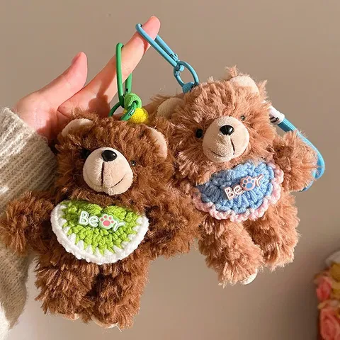 Móc Khóa Teddy Xù Đeo Yếm Kèm Phụ Kiện Cute Gấu Bông Mini Treo Balo Túi Xách Quà Tặng Dễ Thương
