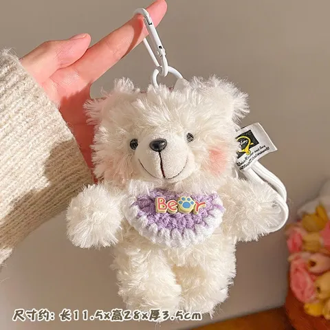 Móc Khóa Teddy Xù Đeo Yếm Kèm Phụ Kiện Cute Gấu Bông Mini Treo Balo Túi Xách Quà Tặng Dễ Thương