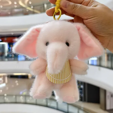 Móc Khóa Voi Bông Đeo Yếm Kẻ 13cm – Thú Bông Mini Treo Cặp, Túi Xách, Chìa Khóa Dễ Thương, Quà Tặng Cute