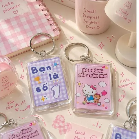 Móc khóa nhựa MeMe handmade thông điệp cute, móc khóa trang trí balo túi xách, quà tặng nhỏ xinh