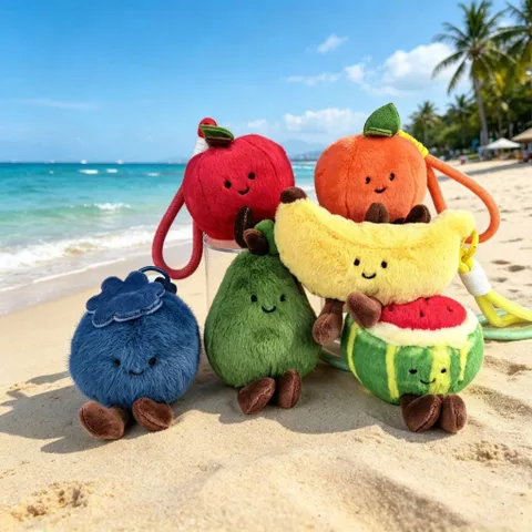 Móc khóa trái cây nhồi bông dễ thương size 11cm, móc treo balo túi xách, nhiều mẫu hình trái cây