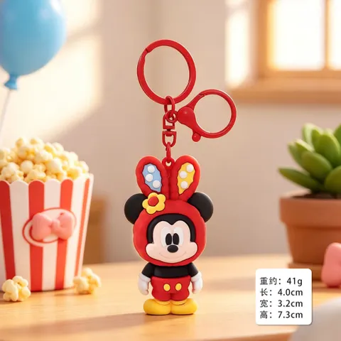 Móc Khóa Thú Dẻo Mickey Đội Mũ Cosplay Thỏ 2 Màu Treo Chìa Khóa Balo Túi Xách Phụ Kiện Cute Quà Tặng Dễ Thương