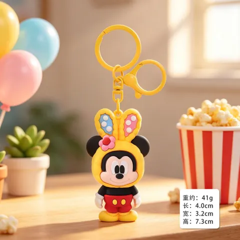 Móc Khóa Thú Dẻo Mickey Đội Mũ Cosplay Thỏ 2 Màu Treo Chìa Khóa Balo Túi Xách Phụ Kiện Cute Quà Tặng Dễ Thương