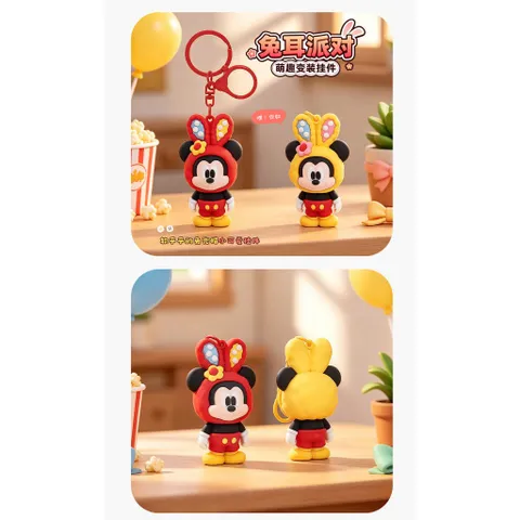 Móc Khóa Thú Dẻo Mickey Đội Mũ Cosplay Thỏ 2 Màu Treo Chìa Khóa Balo Túi Xách Phụ Kiện Cute Quà Tặng Dễ Thương