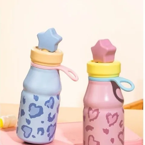 Bình Giữ Nhiệt Da Báo Nắp Ngôi Sao 500ml Xinh Xắn Tiện Lợi​