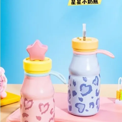Bình Giữ Nhiệt Da Báo Nắp Ngôi Sao 500ml Xinh Xắn Tiện Lợi​