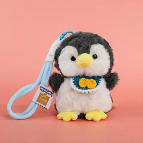 Móc Khóa Thú Bông Xù Đeo Yếm Len 12cm Kèm Dây Thừng Cute Treo Cặp, Treo Balo, Treo Túi Xách, Quà Tặng Dễ Thương