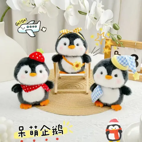 Móc Khóa Cánh Cụt Bông 14cm Đội Mũ Nồi/Mũ Ngủ/Đeo Băng Đô Siêu Mềm – Gấu Bông Mini Treo Cặp, Túi Xách, Quà Tặng
