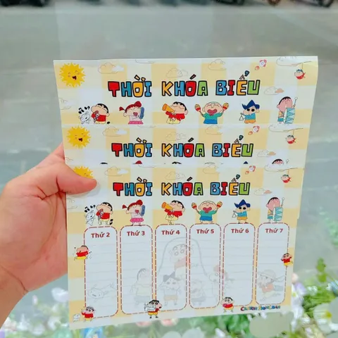 Set 3 tờ thời khóa biểu Shin dễ thương cho học sinh sinh viên lịch học theo tuần