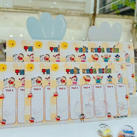 Set 3 tờ thời khóa biểu Shin dễ thương cho học sinh sinh viên lịch học theo tuần